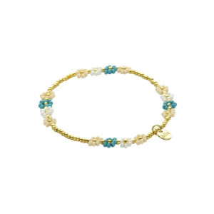 54963mix07 Armband Biba Flowers Turquoise.Beige 54963mix07 Armband Biba Flowers Turquoise.Beige